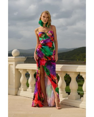 Valerie green strappy slit...