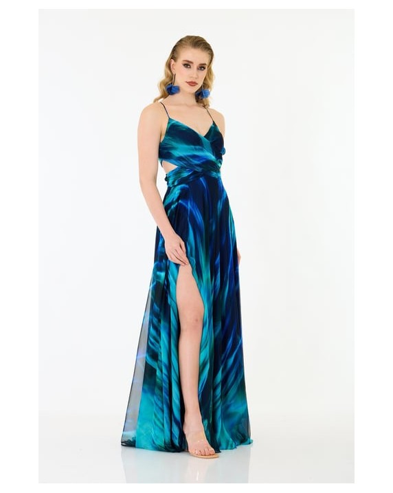 Valerie Printed Chiffon Evening Dress...