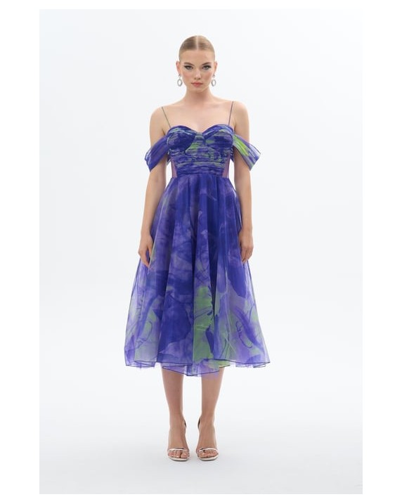 Valerie Printed Organza Evening Dress...